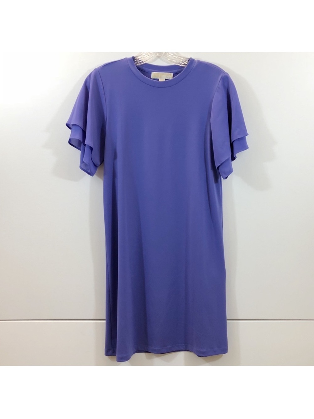 Michael Kors Purple Flutter-Sleeve Midi Shift Dress - Size XS